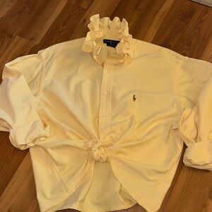 Polo by Ralph Lauren Oxford Yellow Ruffle-Collar Shirt